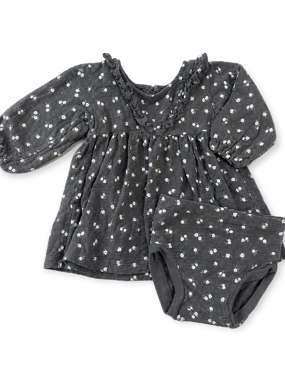 Quincy Mae 6-12M Organic Cotton Floral Dress & Bloomers Set EUC